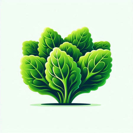 Vegetable vector background with green lettuce leaves. Vector illustration.のイラスト素材