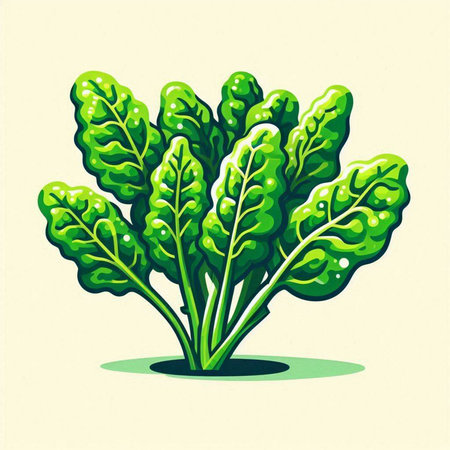 Illustration of a green swiss chard on a white backgroundのイラスト素材