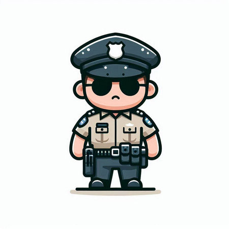 Cute Policeman Cartoon Mascot Character With Sunglasses Vector Illustrationのイラスト素材