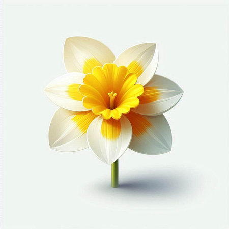 White daffodil on a light background. Vector illustration.のイラスト素材