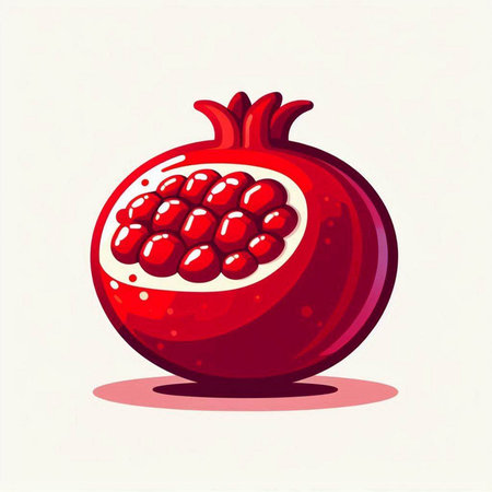 Pomegranate fruit vector illustration, isolated on white background.のイラスト素材