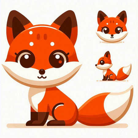 Cute cartoon fox character vector illustration. Cute fox icon.のイラスト素材