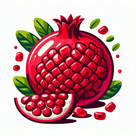 Pomegranate fruit isolated on white background. Vector illustration.のイラスト素材