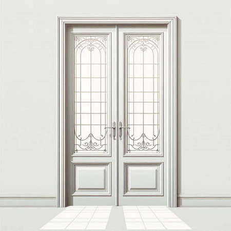 Door in retro style. Vector illustration of a classic interior.のイラスト素材