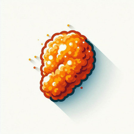 Illustration of a brain on a white background with a long shadowのイラスト素材
