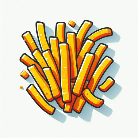 Illustration of a pile of french fries on a white background.のイラスト素材