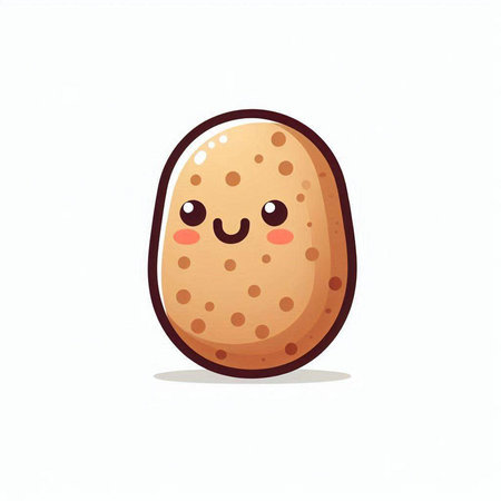 Cute smiling brown potato isolated on white background. Vector illustration.のイラスト素材