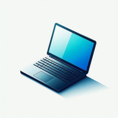 Laptop computer with shadow on a white background. Vector illustration.のイラスト素材