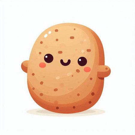 Cute cartoon kawaii cookie character isolated on white background. Vector illustration.のイラスト素材