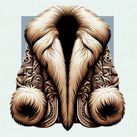 Vector image of a fur coat with a pattern in vintage style.のイラスト素材