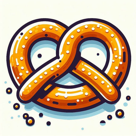 Pretzel vector icon. Cute cartoon pretzel illustration.のイラスト素材