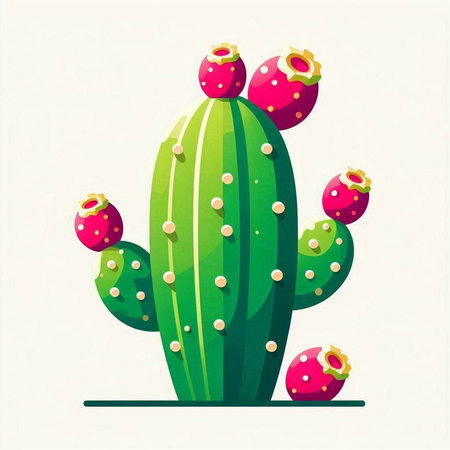 Cactus in cartoon style on a white background. Vector illustration.のイラスト素材