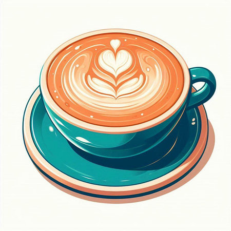 Illustration of a cup of hot cappuccino with latte artのイラスト素材