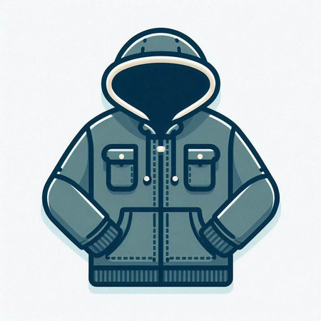 Winter jacket with hood, isolated on white background. Vector illustration.のイラスト素材