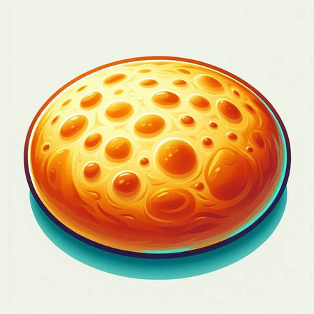 vector illustration of an orange planet in a blue circle with a shadowのイラスト素材