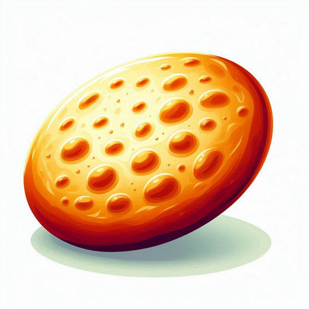 Illustration of a round biscuit with drops of water on a white backgroundのイラスト素材