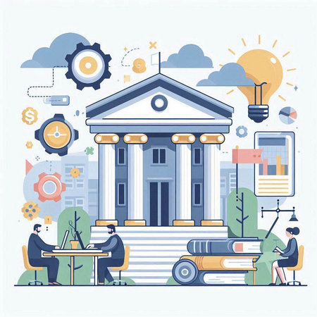 Flat design vector illustration concept of education, university, college, university.のイラスト素材