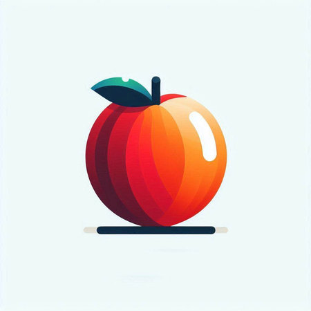 Red apple on a white background. Vector illustration. Flat style.のイラスト素材