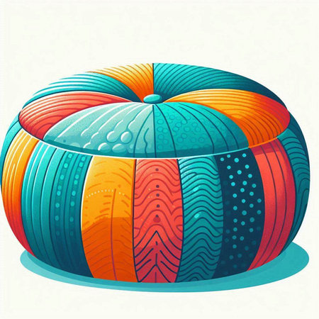 Illustration of a colorful hand-painted beach ball on a white backgroundのイラスト素材