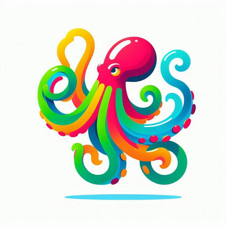 Illustration of a cute octopus on a white background. Vector illustrationのイラスト素材