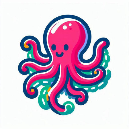 Octopus icon isolated on white background. Colorful vector illustration.のイラスト素材