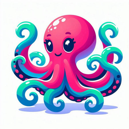 Cute cartoon octopus isolated on white background. Vector illustration.のイラスト素材