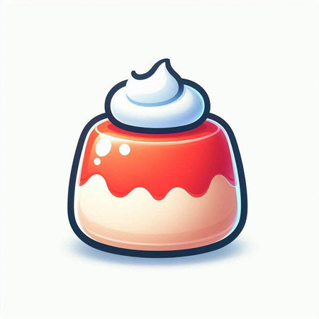Creamy jelly with cream on a white background. Vector illustration.のイラスト素材