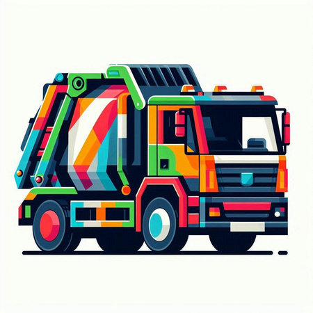 Vector illustration of a multicolored truck isolated on a white backgroundのイラスト素材