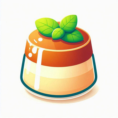 Panna cotta with mint, vector illustration, eps 10のイラスト素材