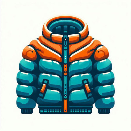 Vector illustration of winter jacket isolated on white background. Winter clothing icon.のイラスト素材