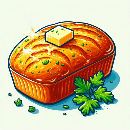 Illustration of a salmon sushi roll with butter and green parsleyのイラスト素材