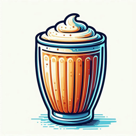 Illustration of a glass of cappuccino with whipped creamのイラスト素材