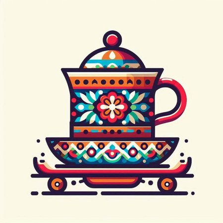 Coffee cup in ethnic style. Vector illustration for your designのイラスト素材