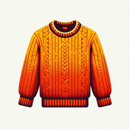 Orange knitted sweater isolated on a white background. Vector illustration.のイラスト素材