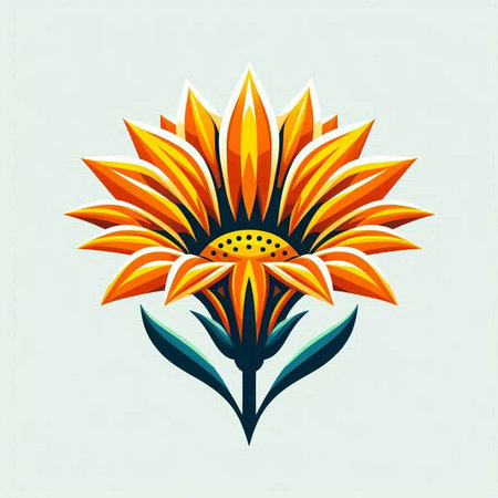 Orange sunflower on a blue background. Vector illustration for your designのイラスト素材