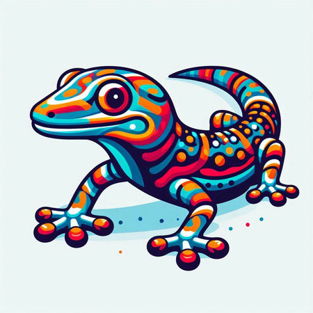 Colorful gecko isolated on a white background. Vector illustration.のイラスト素材