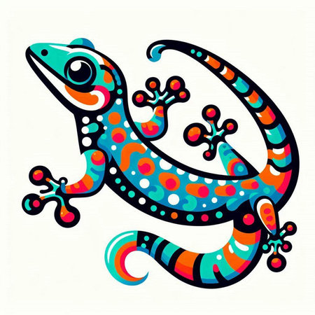 Vector illustration of a gecko on a white background. Vector illustration.のイラスト素材