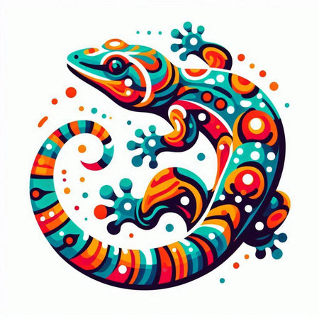 Colorful lizard on a white background. Vector illustration for your designのイラスト素材