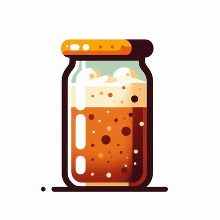 Glass jar with bubble tea on a white background. Vector illustration.のイラスト素材