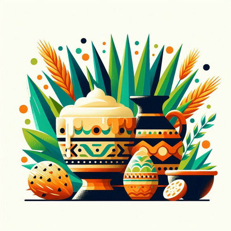 Easter vector illustration. Traditional mexican food. Potteryのイラスト素材