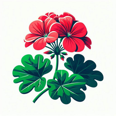 Geranium flowers isolated on white background. Vector illustration. Flat style.のイラスト素材