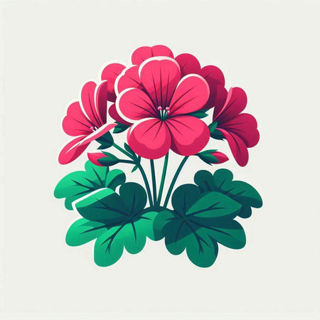Geranium flowers in watercolor style. Hand drawn vector illustration.のイラスト素材