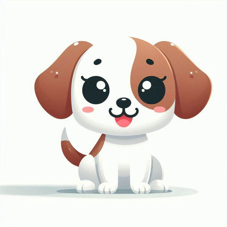 Cute cartoon dog. Vector illustration of a cute dog with big eyes.のイラスト素材