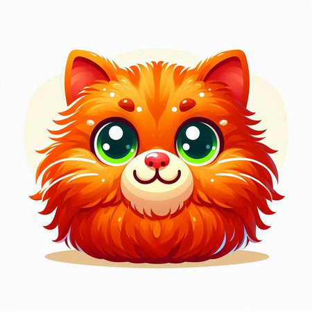 Cute red cat with green eyes. Cartoon character. Vector illustration.のイラスト素材