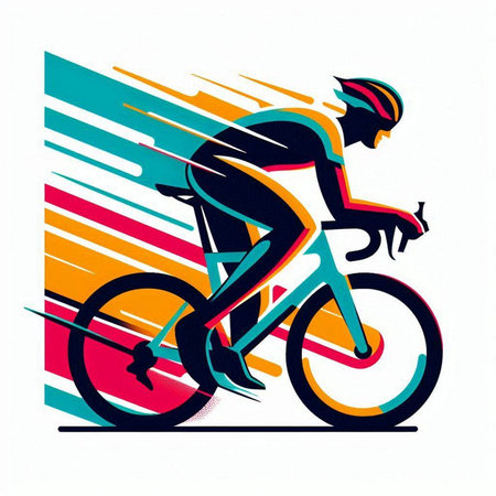 Cyclist in action, vector abstract background, sport illustration.のイラスト素材