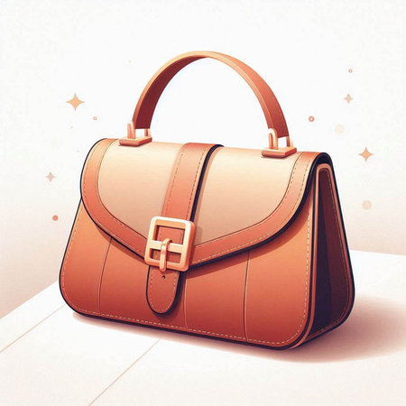 Luxury brown leather handbag on white background. Vector illustration.のイラスト素材