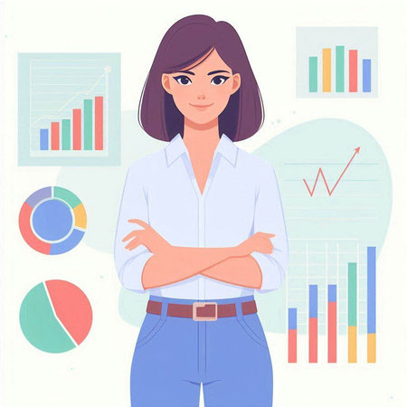 Highly rendering modern office chair in digital color background with HUD elementsのイラスト素材