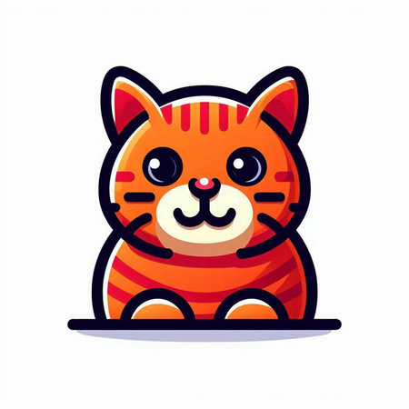 Cute cartoon cat. Vector illustration on white background. Isolated.のイラスト素材