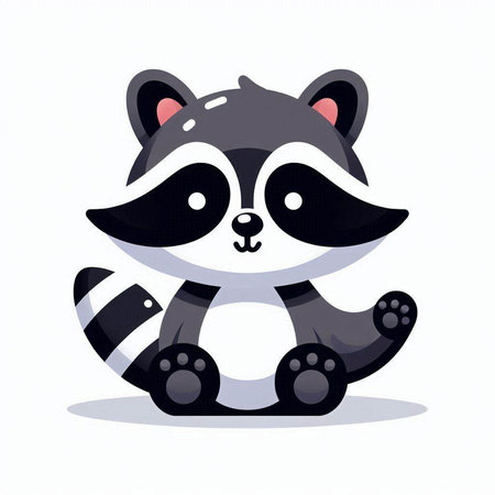 Cute raccoon sitting on a white background. Vector illustration.のイラスト素材