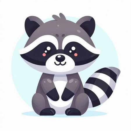 Cute cartoon raccoon on a white background. Vector illustration.のイラスト素材